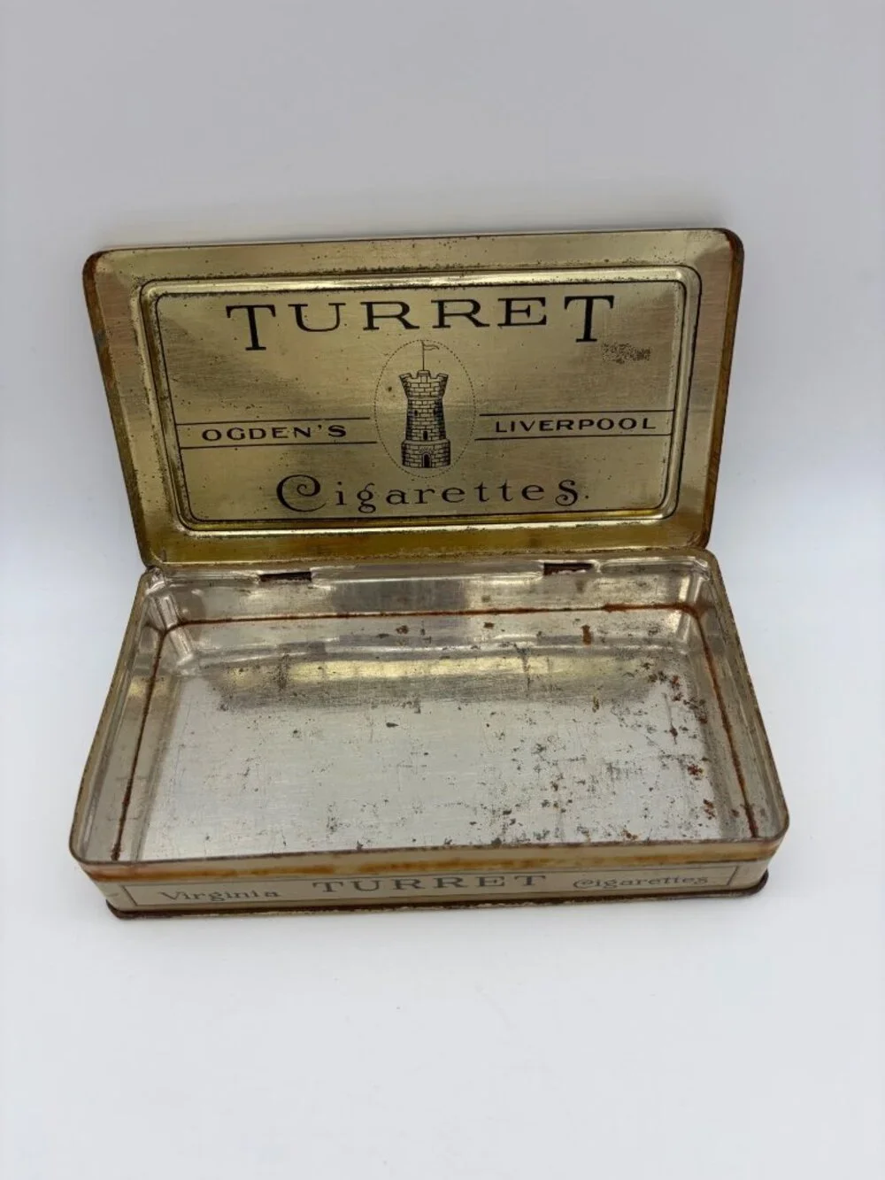 Antique Pair Turret Cigarettes Tins Ogden's Liverpool 50 100 Canadian Tobacciana